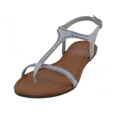 W8303L-S - Wholesale Women's "Easy USA" Rhinestone Upper Comfortable Thong Sandals (*Silver Color)